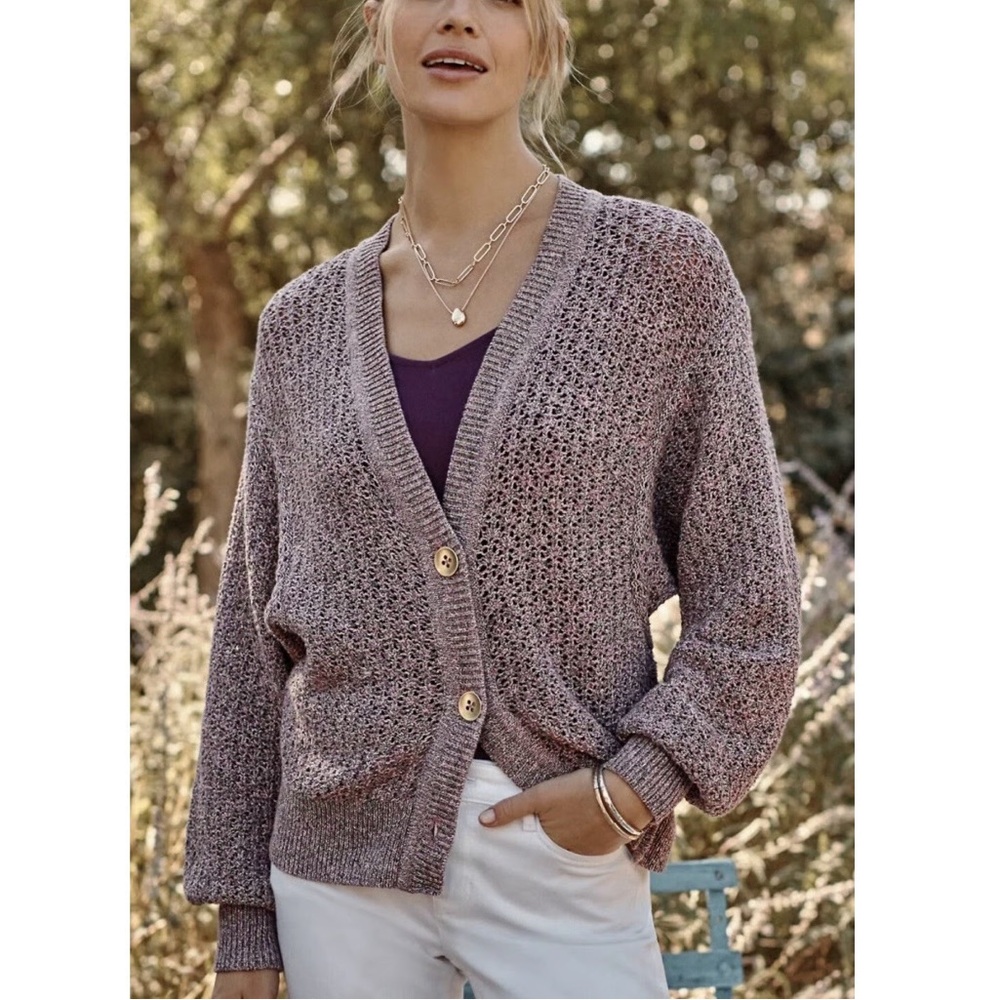 J. Jill Women's Button-Up Sweater - Purple Mix